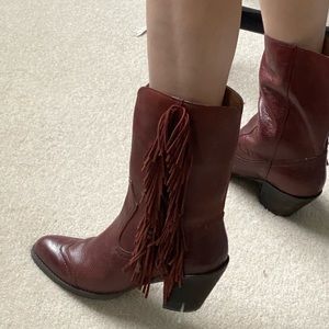 genuine leather boots size8 color: Cognac ( Burgundy)
